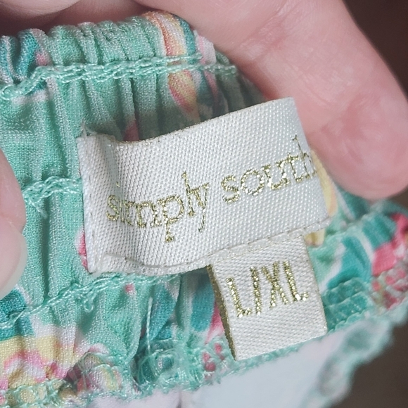 Simply Southern Green and Pink Shorts - Picture 3 of 3